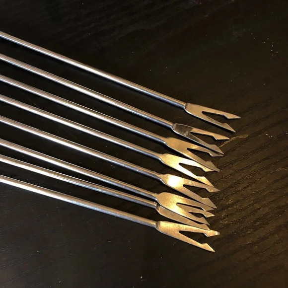 Mid Century Modern Teak Wood Fondue Skewers Set of 8 - Picture 3 of 6